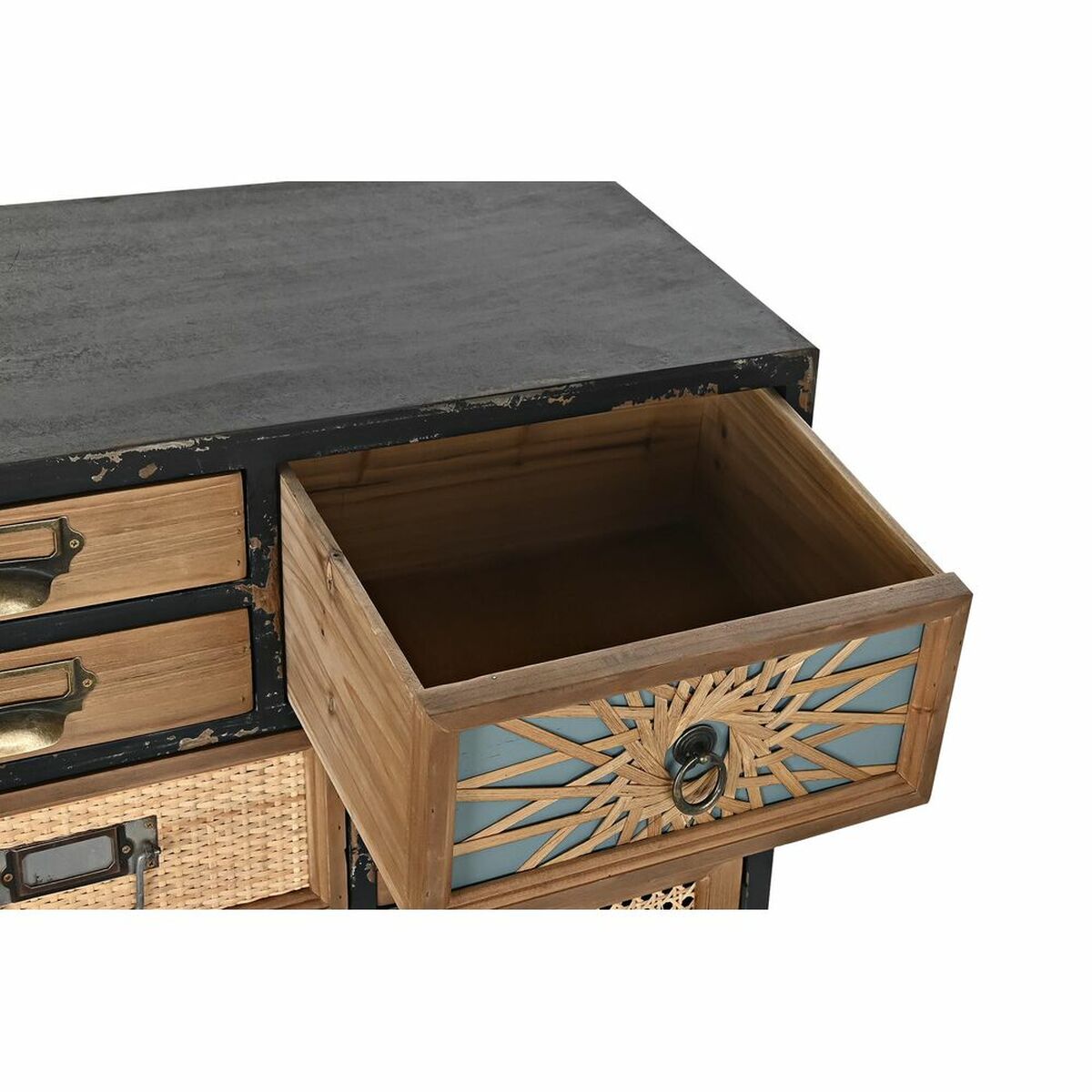 Chest of drawers DKD Home Decor Black Natural Fir MDF Wood Vintage 87