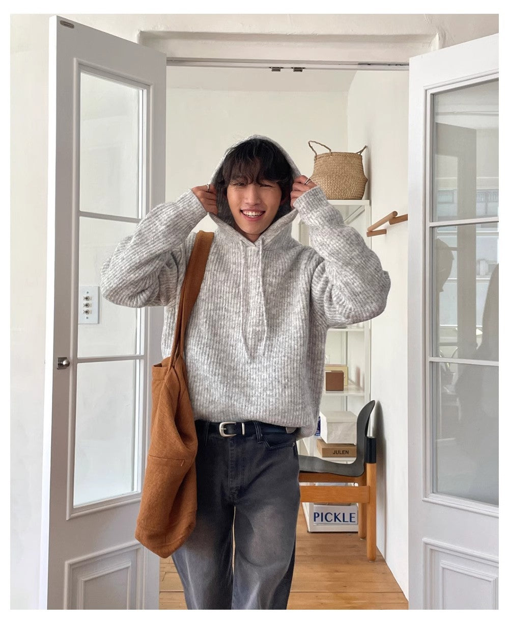 Men's Slouchy Fluffy Hoodie Jacket – Soft Thickened Winterwear