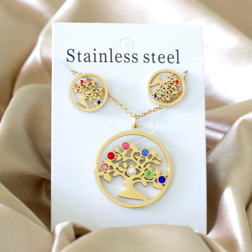 Luxukisskids Dubai Steel Jewelry Sets For Women Necklace Earrings Man