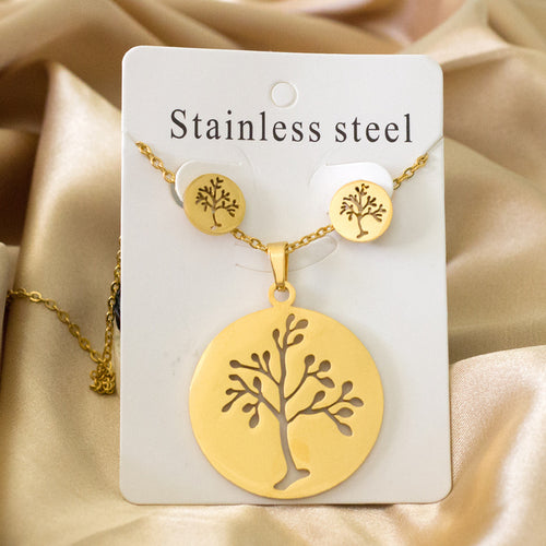 Luxukisskids Dubai Steel Jewelry Sets For Women Necklace Earrings Man