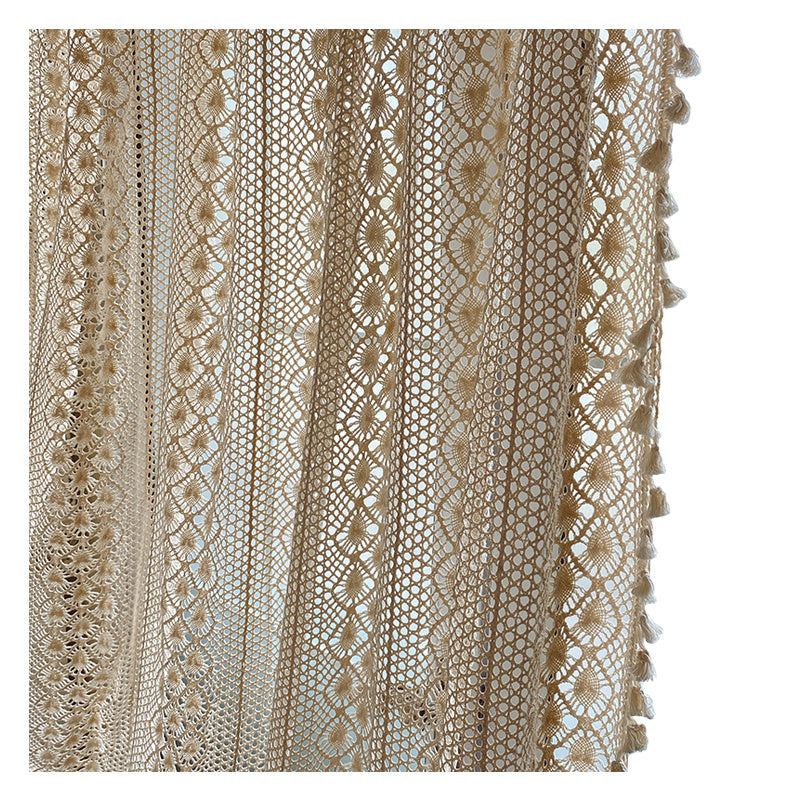 LaceHarvest™ – Cotton Hemp Crochet Curtain in Rustic Farmhouse Style