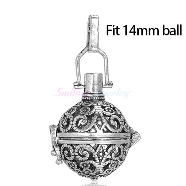 1pc Hollow Cage Filigree Ball Diffuser Necklace