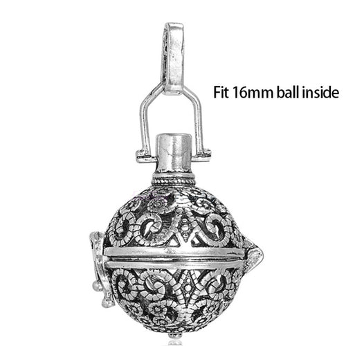 1pc Hollow Cage Filigree Ball Diffuser Necklace