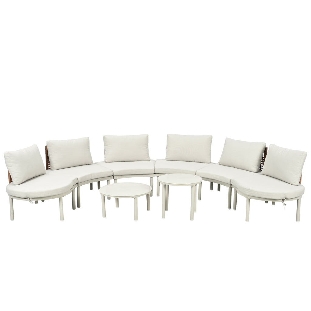 8-Piece Patio Sofa Furniture Set, Half Moon Outdoor Sectional Sofa