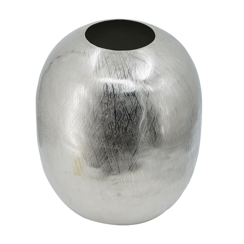 10.5x10.5x13' Aluminum Vase, Silver Streaks
