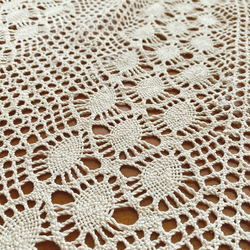 LaceHarvest™ – Cotton Hemp Crochet Curtain in Rustic Farmhouse Style