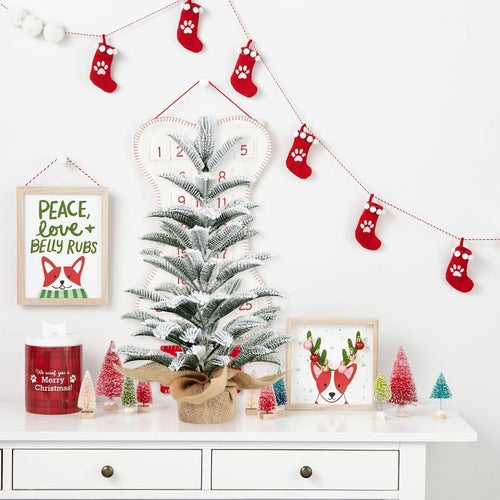 50CM Flocked Tabletop Christmas Tree, Full PE Snowy Mini Tree with 85