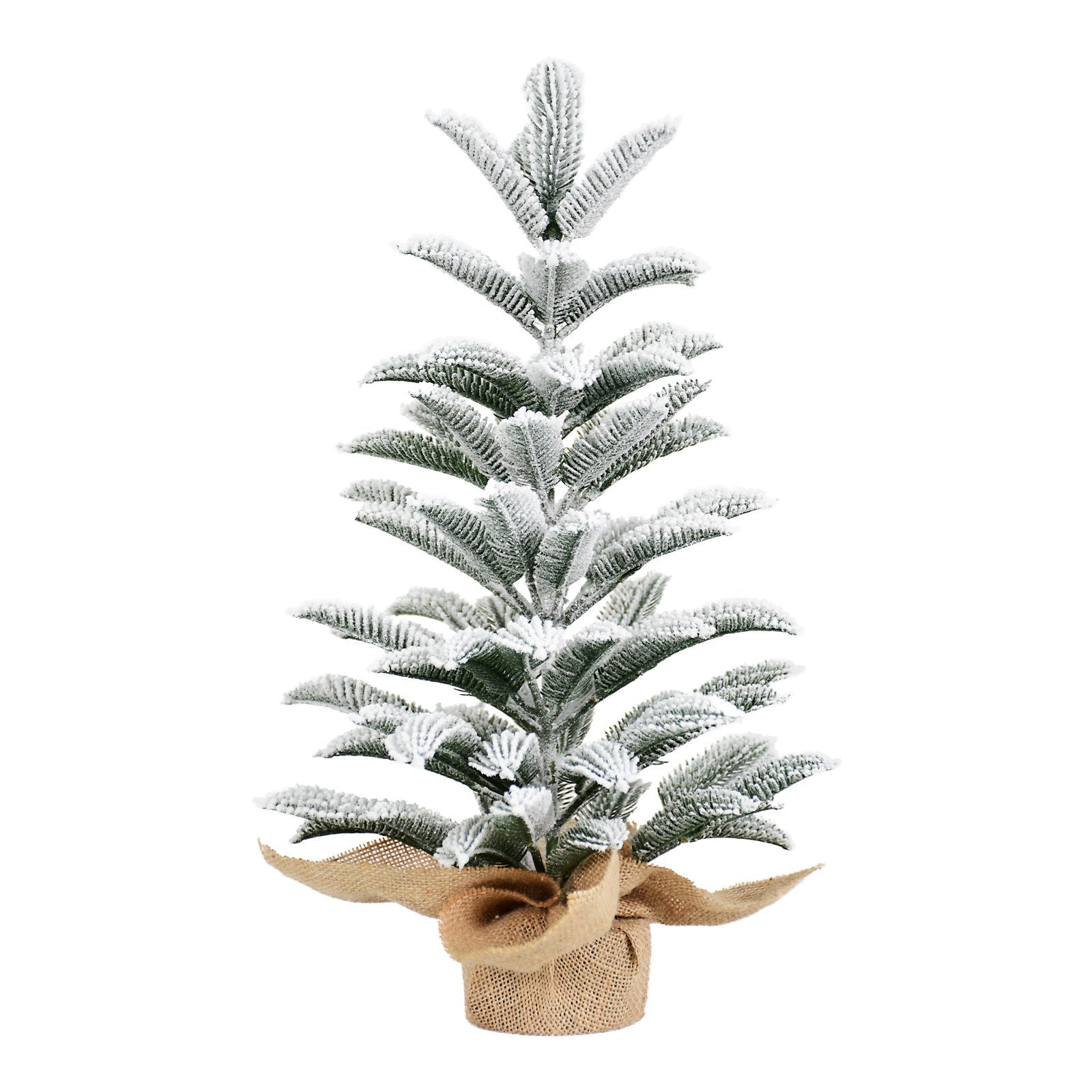 50CM Flocked Tabletop Christmas Tree, Full PE Snowy Mini Tree with 85