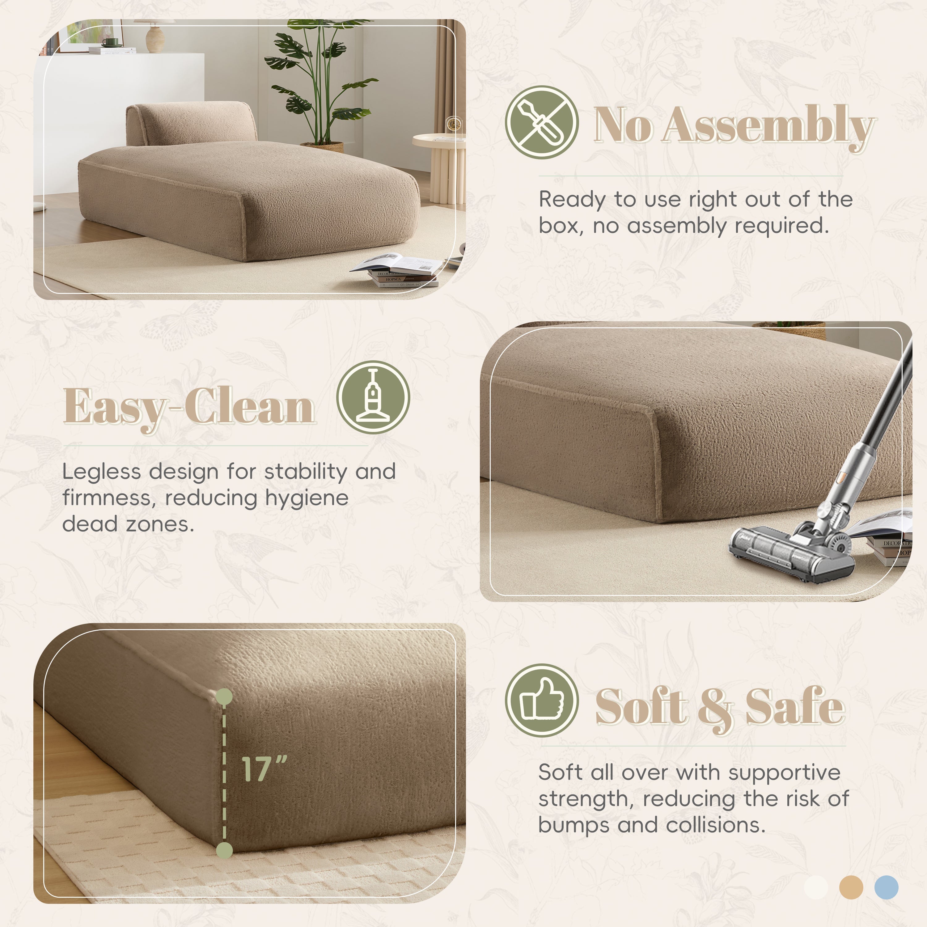 72'Oversized Modular Sofa,Fully Compressed,Spacious Foam-Filled Sofa