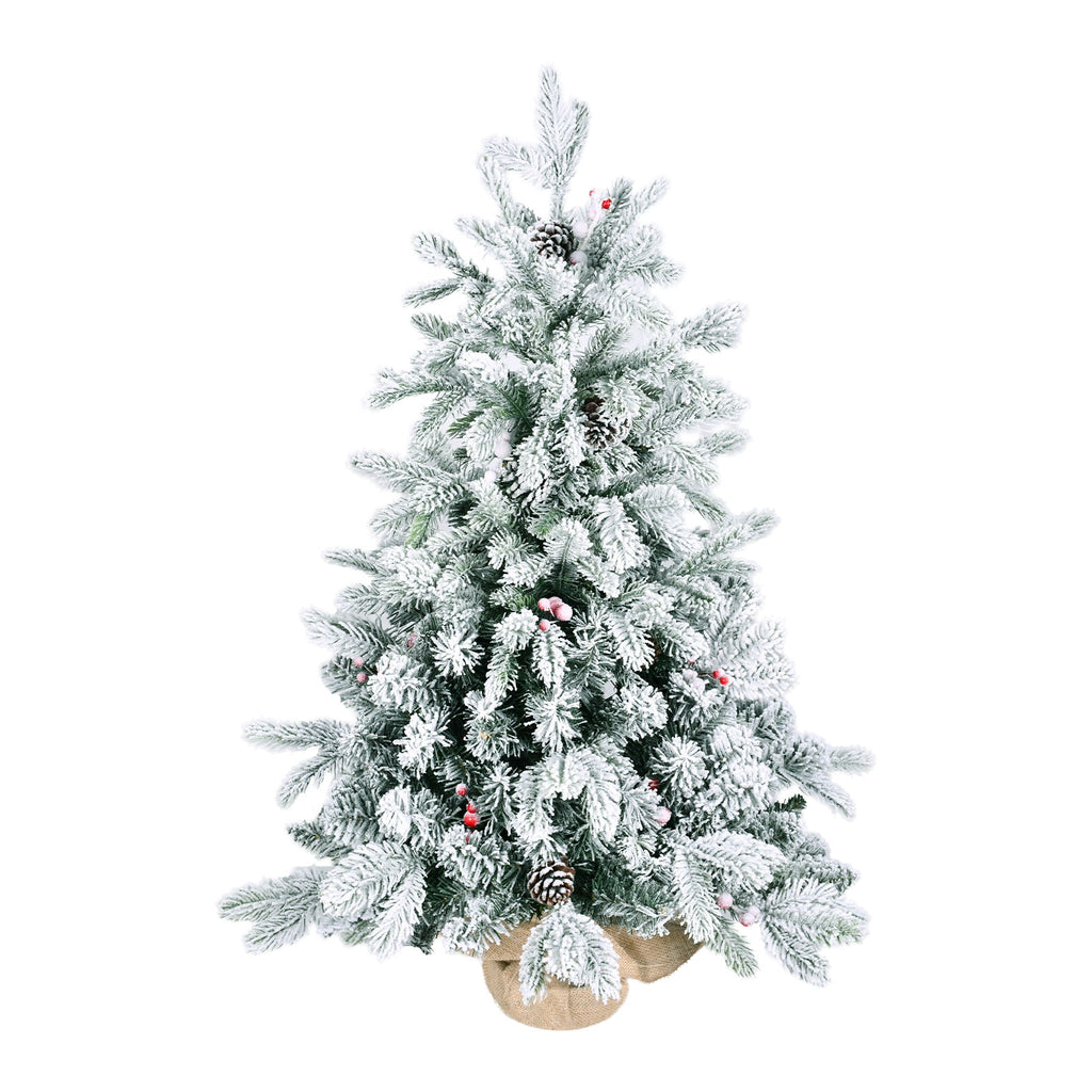 3FT Flocked Tabletop Christmas Tree with 355 Tips, Snowy PE/PVC