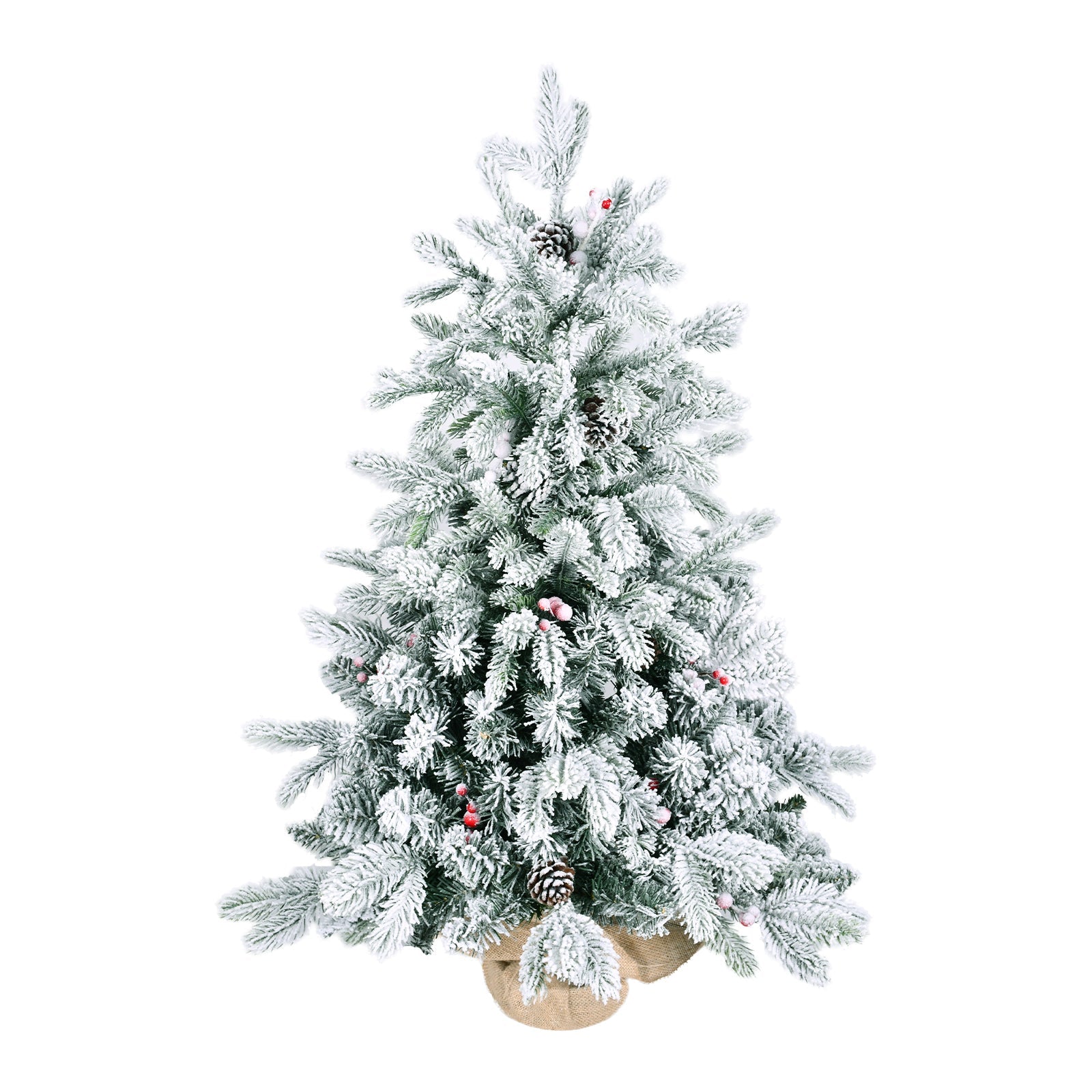 3FT Flocked Tabletop Christmas Tree with 355 Tips, Snowy PE/PVC