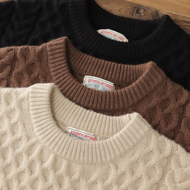 Winter Thickened Knitting Retro Lantern Sleeve Plus Size Loose Casual
