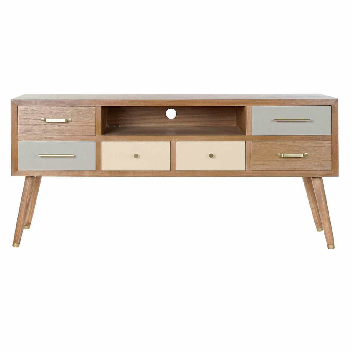 TV furniture DKD Home Decor Grey Cream Metal Melamin (140 x 40 x 67