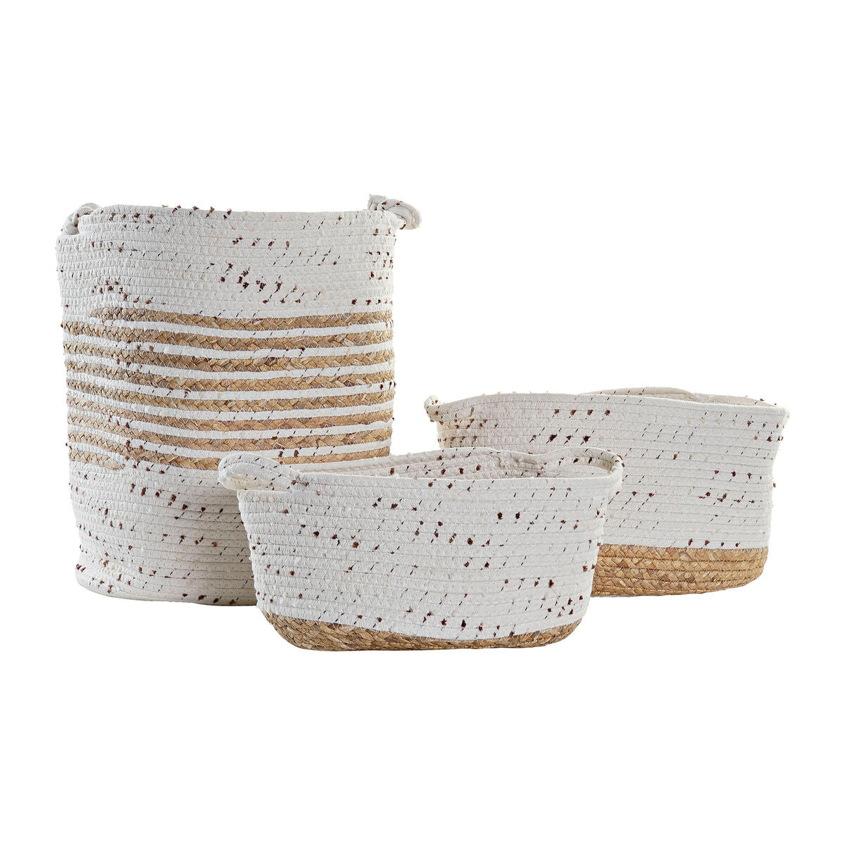 Basket set DKD Home Decor Cotton Boho Rushes (36 x 26 x 42 cm) (3