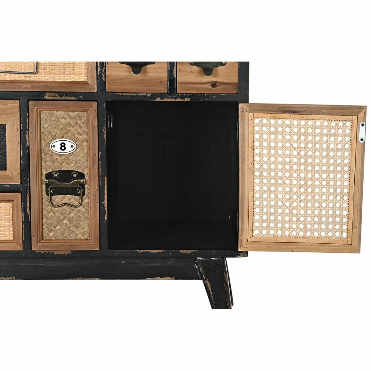 Chest of drawers DKD Home Decor Black Natural Fir MDF Wood Vintage 87