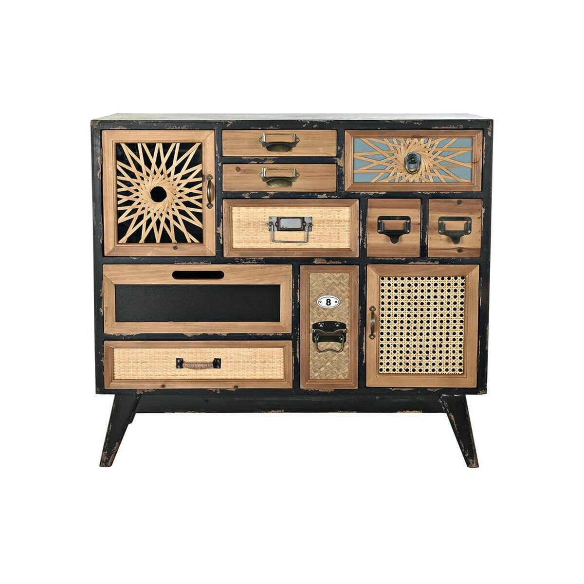 Chest of drawers DKD Home Decor Black Natural Fir MDF Wood Vintage 87
