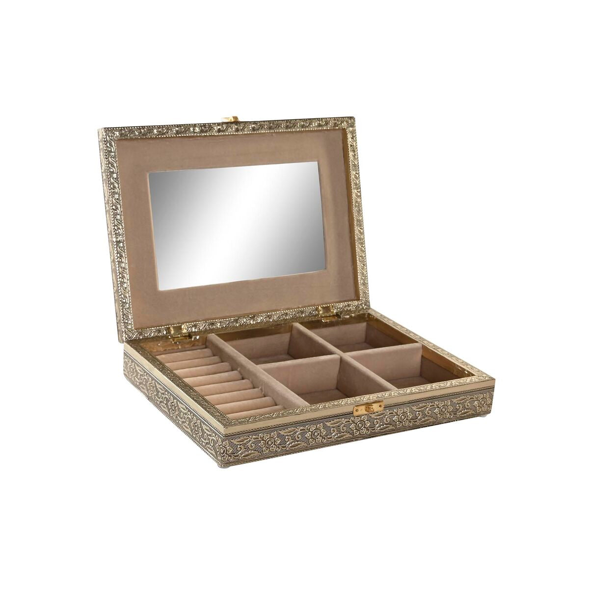 Jewelry box DKD Home Decor 27,5 x 20 x 5,4 cm Champagne Beige Wood
