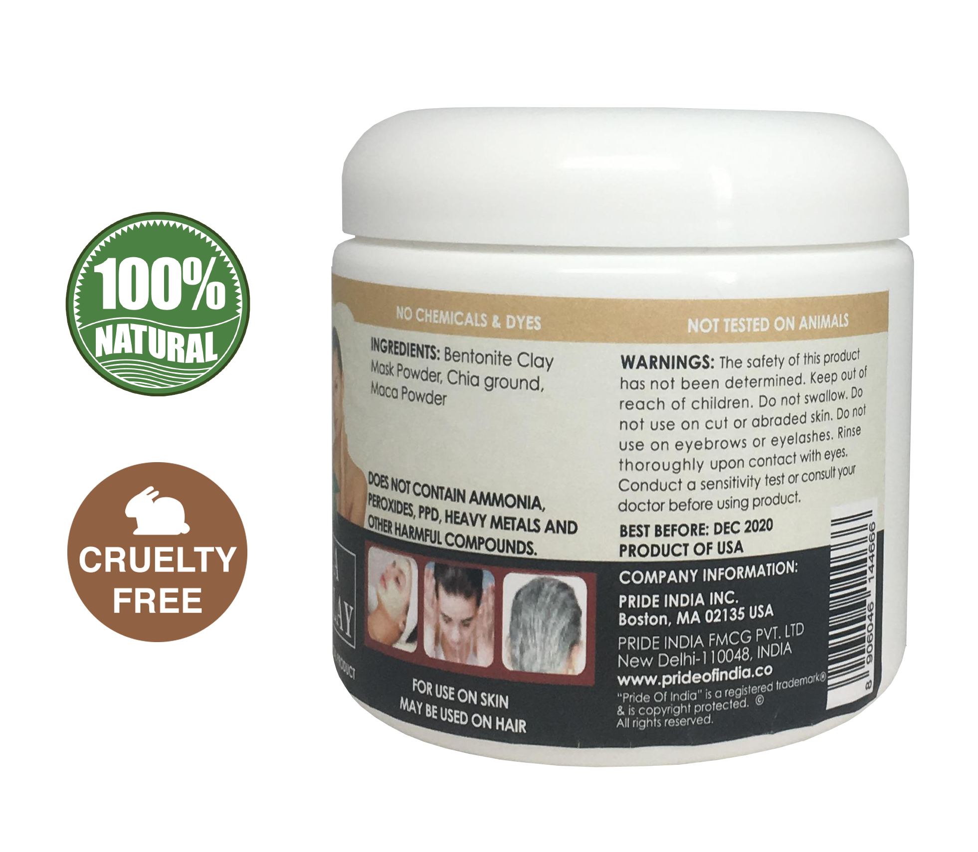 Chia & Maca Healing Bentonite Clay Natural Face Mask Powder, 1 Pound