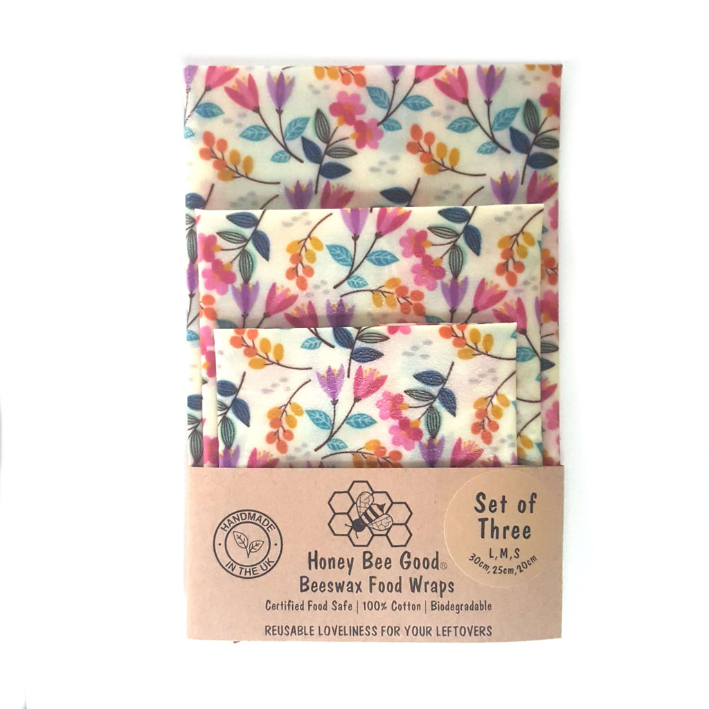 *Classic Set of 3 L, M, S Beeswax Food Wraps | Meadow