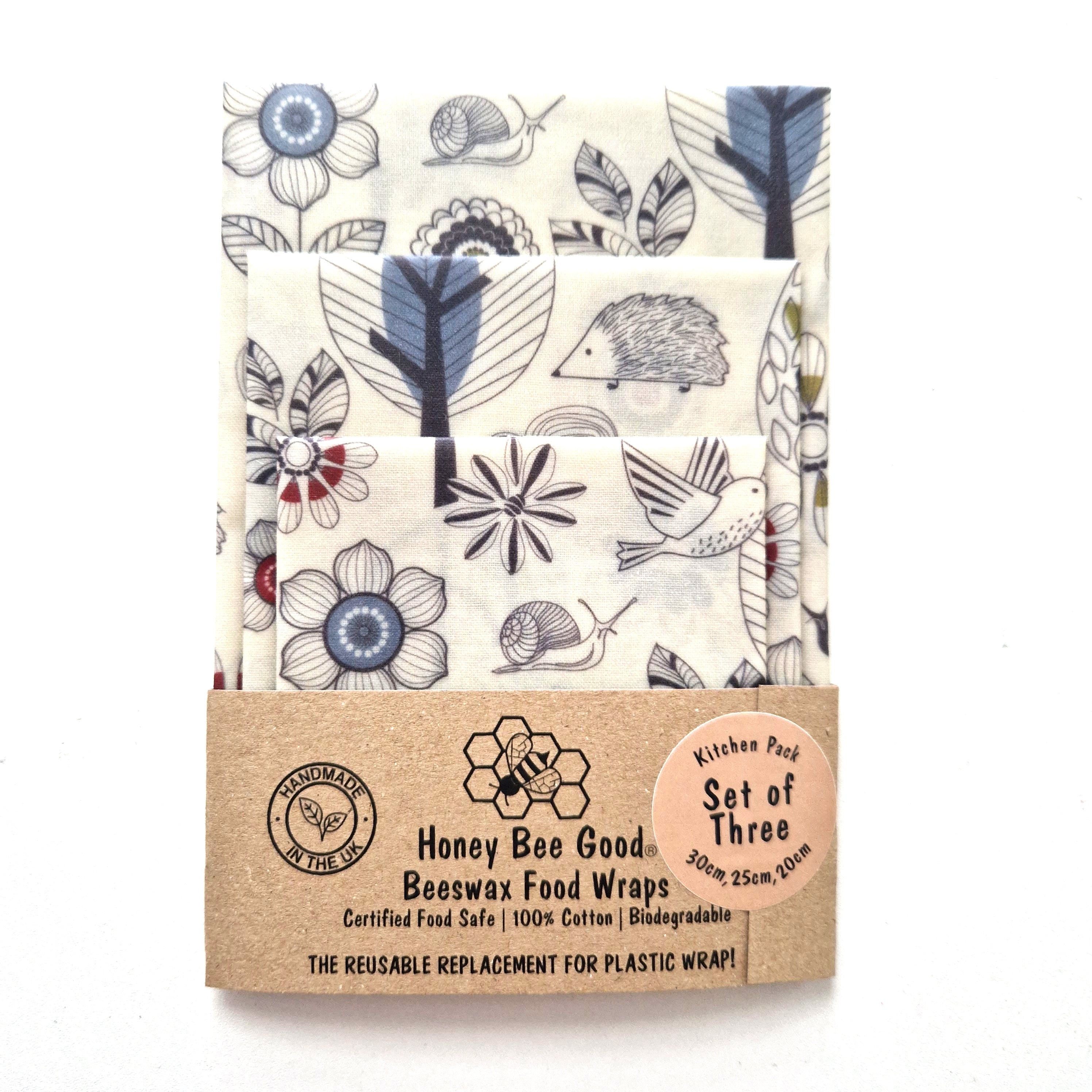 *Set of 3 L, M, S Beeswax Food Wraps | Scandi