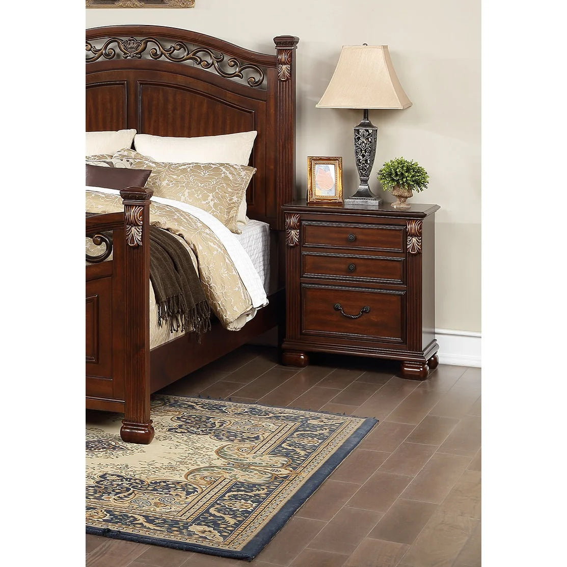 DB Bedroom Furniture Traditional Style Unique Wooden Nightstand