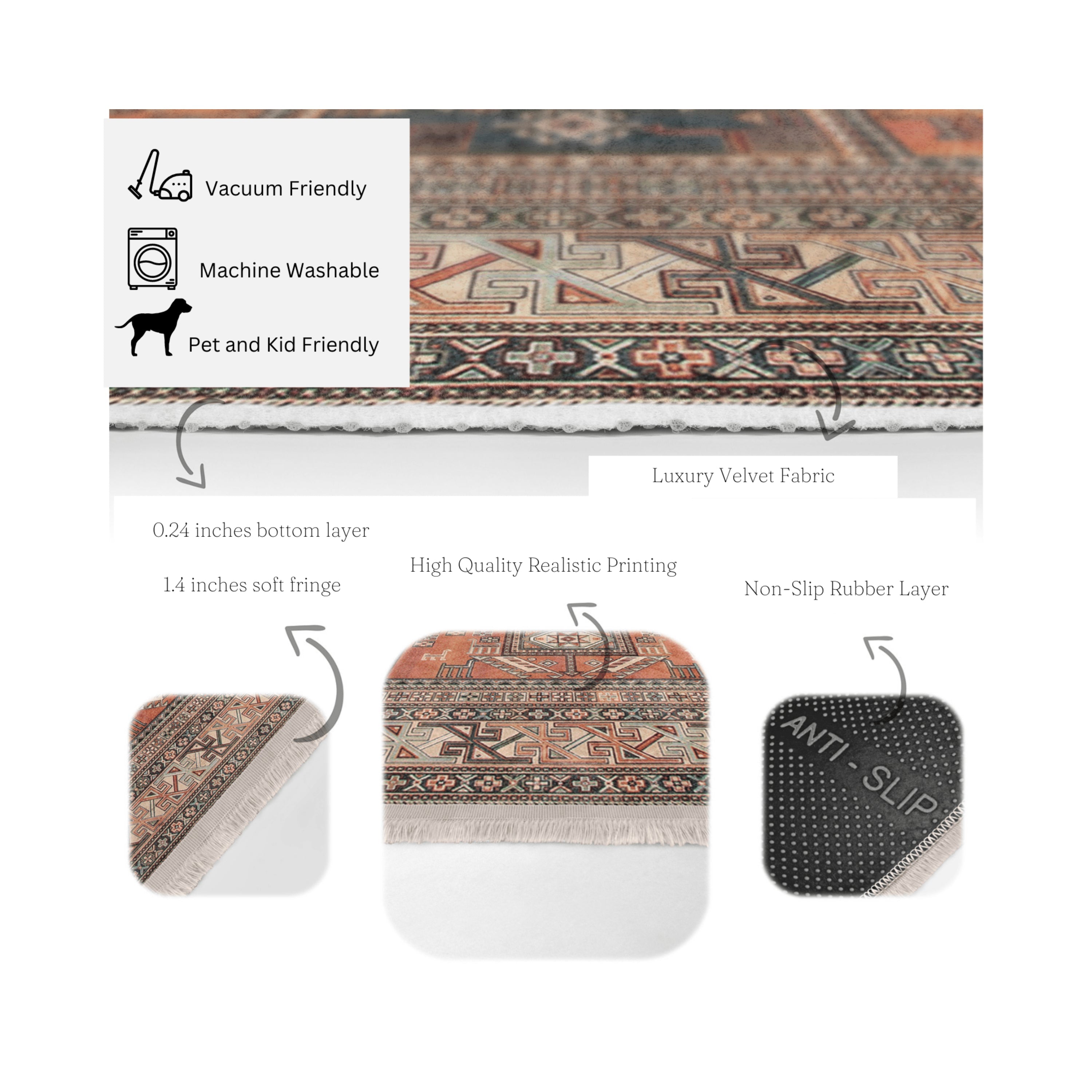 Old Style Home Decor Washable Area Rug | Homeezone