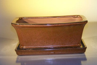 Aztec Orange Ceramic Bonsai Pot - RectangleProfessional Series with