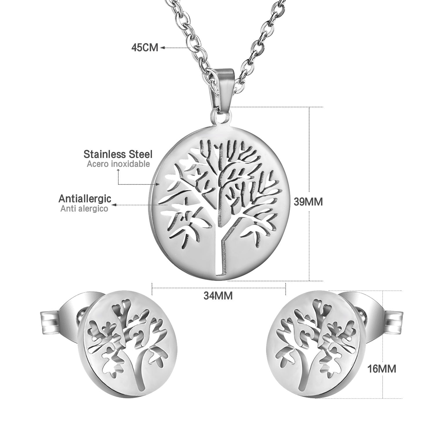 Luxukisskids Dubai Steel Jewelry Sets For Women Necklace Earrings Man