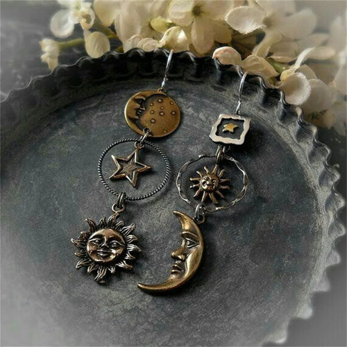 Celestial Aura Quartz Earrings Women Moon and Star Fashion Witch