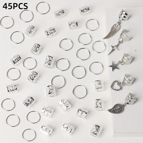 45pcs Alloy Braid Hair Ring Dreadlock Hair Ring - Hippie Style Hair
