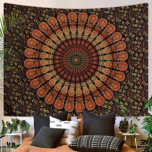 1pc Bohemian Mandala Tapestry, Retro Plant Flower psychedelic