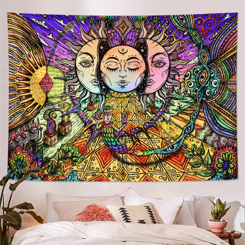 1pc Bohemian Mandala Tapestry, Retro Plant Flower psychedelic