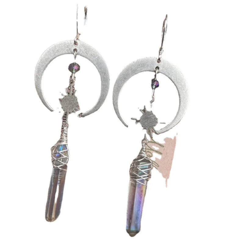 Celestial Aura Quartz Earrings Women Moon and Star Fashion Witch