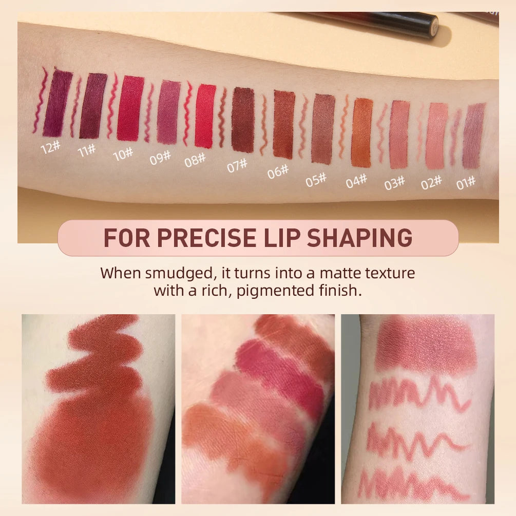 QIBEST Lipstick Pencil Waterproof Sexy Red Nude Purple Matte Tint