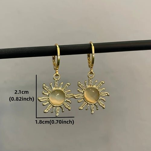 Elegant Golden Sun Hippie Earrings Bohemian Sun Pendant Earrings