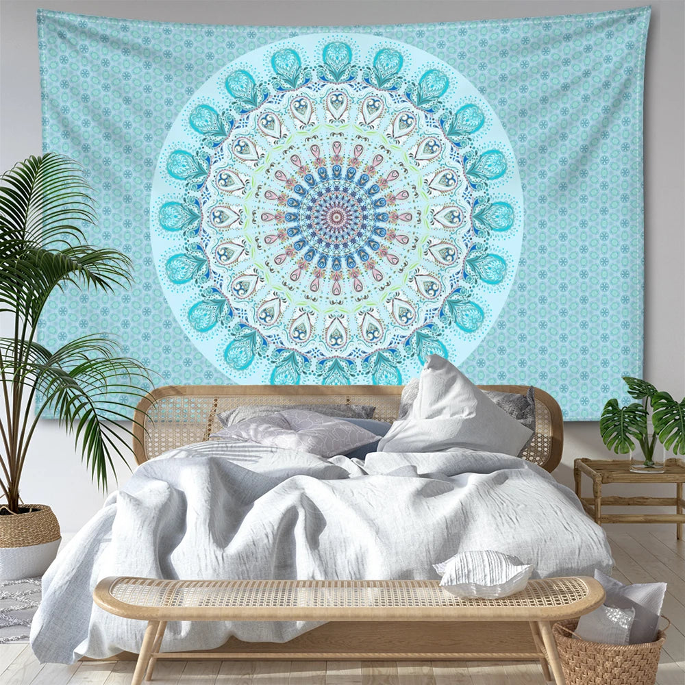 Striped Mandala Tapestry Wall Hanging Abstract Psychedelic Witchcraft