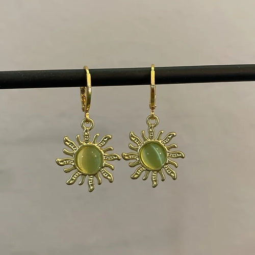 Elegant Golden Sun Hippie Earrings Bohemian Sun Pendant Earrings