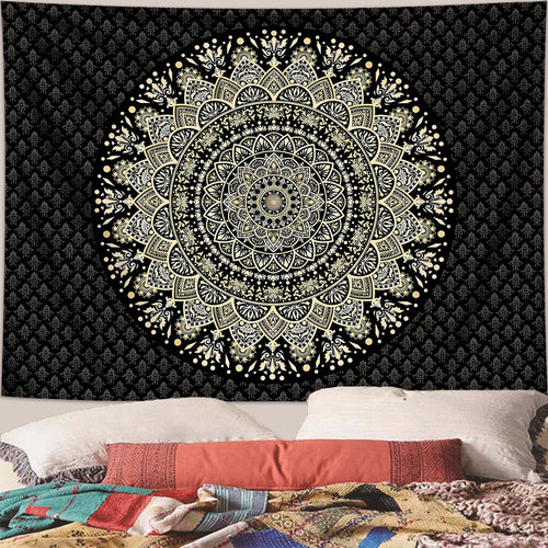 1pc Bohemian Mandala Tapestry, Retro Plant Flower psychedelic
