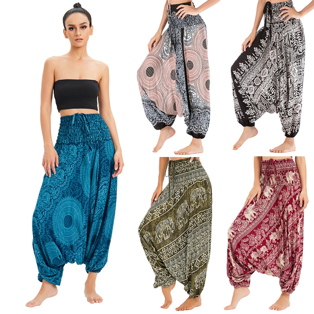 Bohemian Pants Women Pantalones Mujer Hippie High Waist Rayon Harem