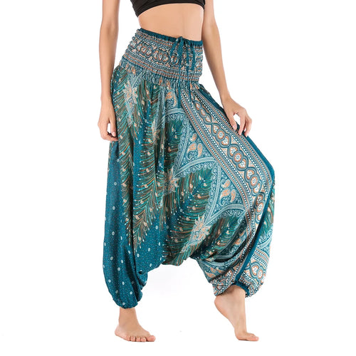 Bohemian Pants Women Pantalones Mujer Hippie High Waist Rayon Harem
