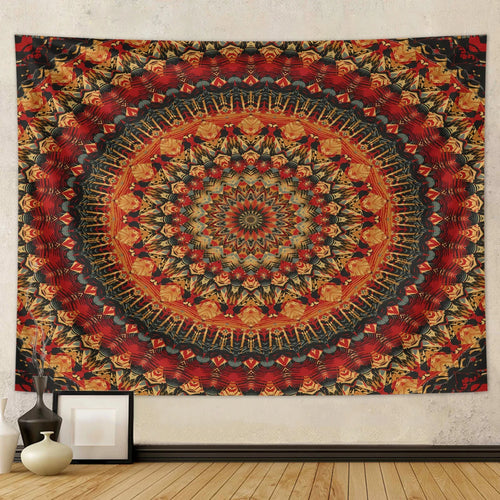 1pc Bohemian Mandala Tapestry, Retro Plant Flower psychedelic