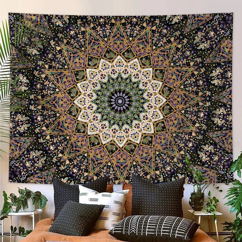 1pc Bohemian Mandala Tapestry, Retro Plant Flower psychedelic