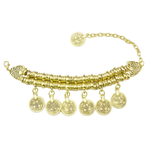 Vintage Silver Golden Coins Bracelet for Women Men Boho Hippie Beach