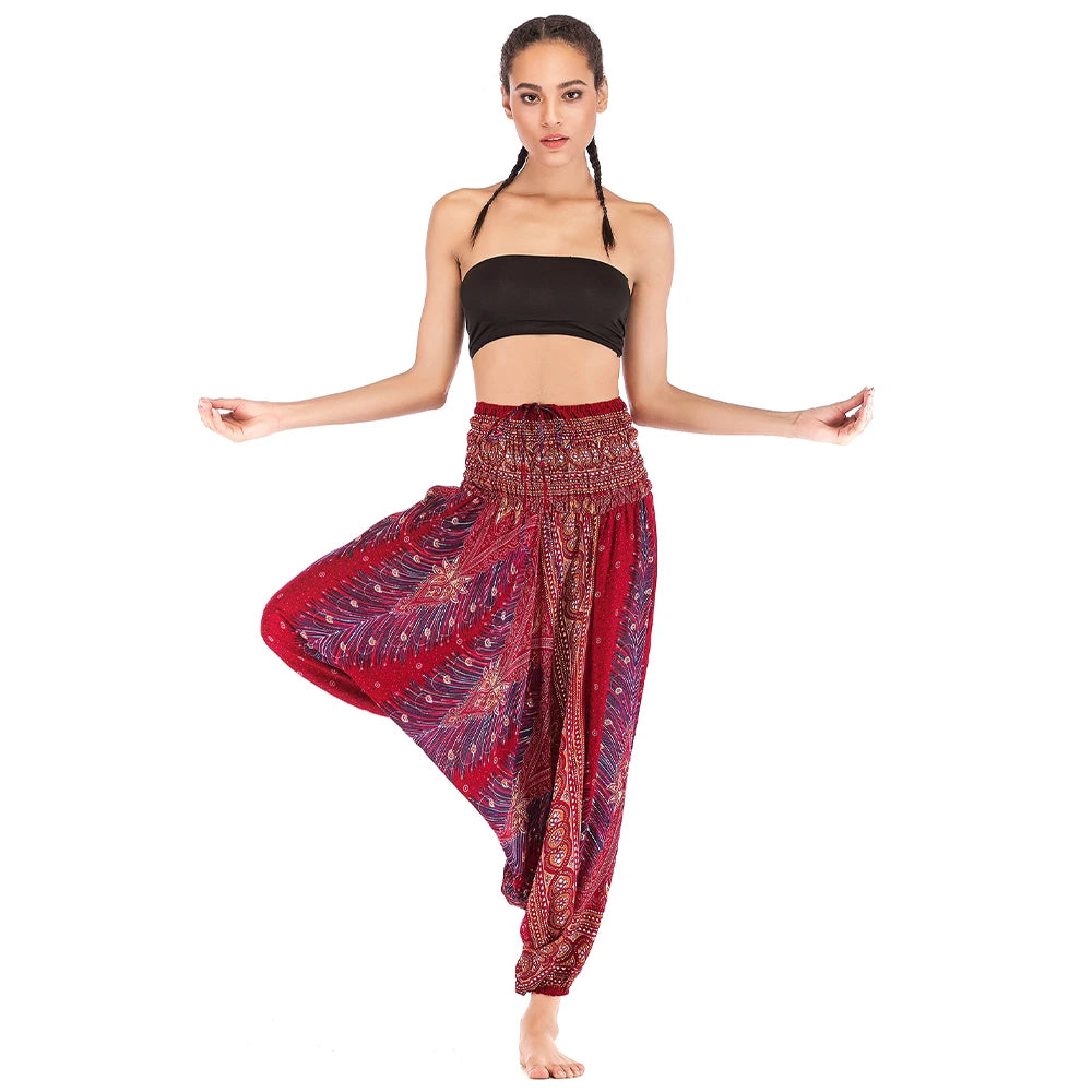 Bohemian Pants Women Pantalones Mujer Hippie High Waist Rayon Harem