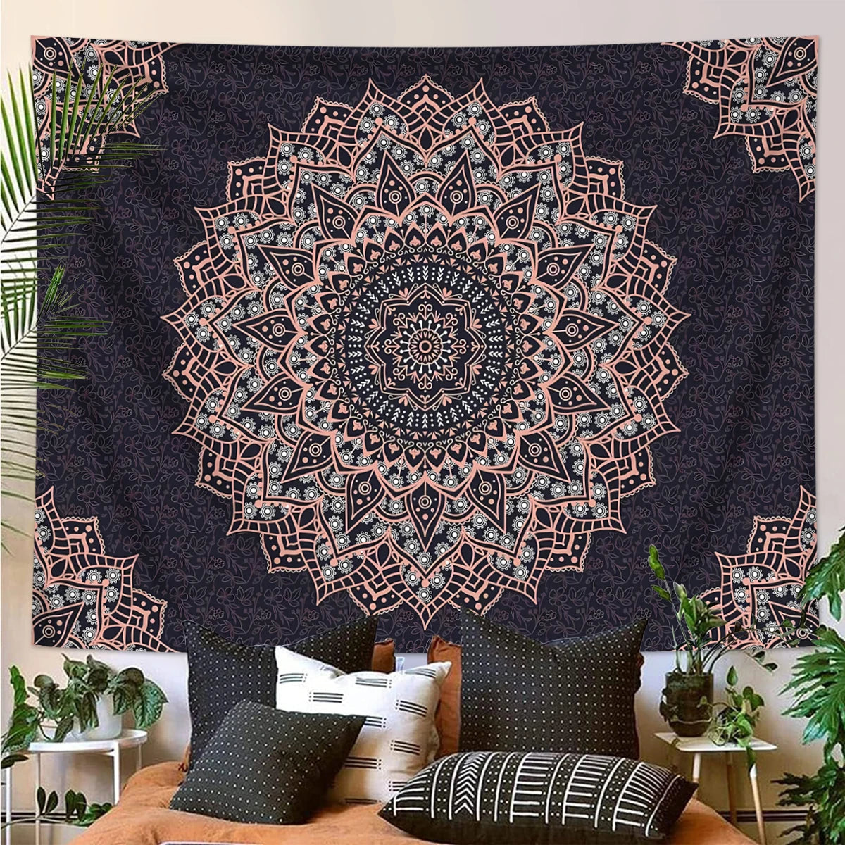 1pc Bohemian Mandala Tapestry, Retro Plant Flower psychedelic