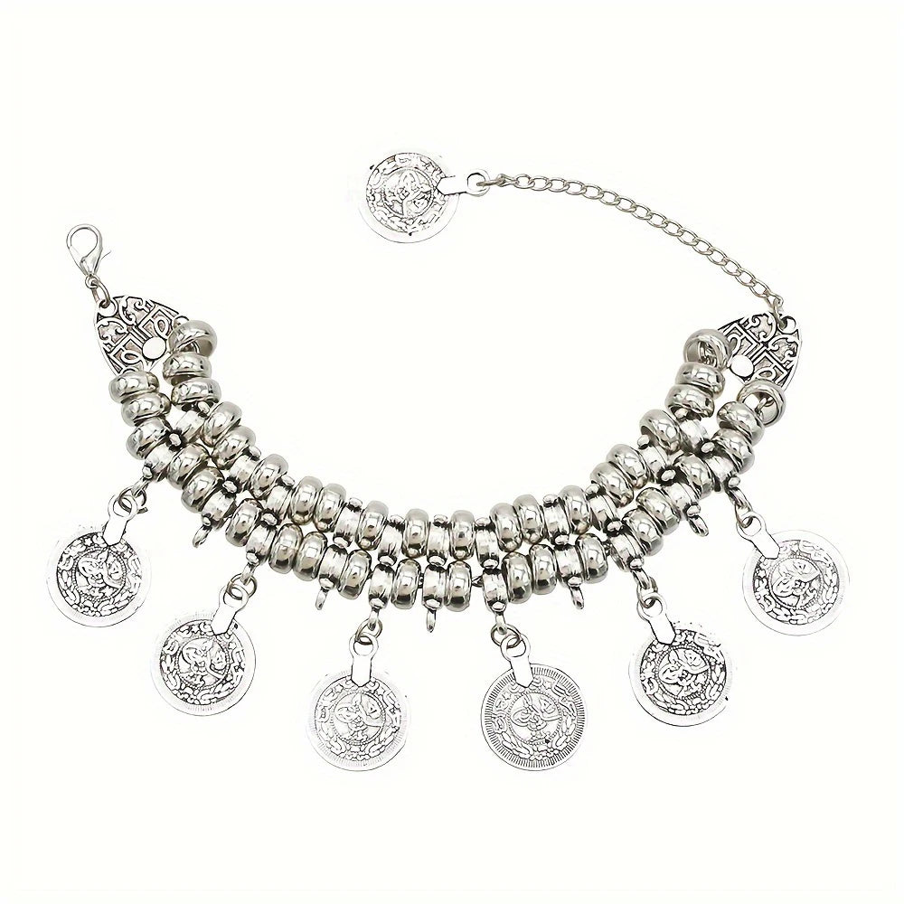 Vintage Silver Golden Coins Bracelet for Women Men Boho Hippie Beach