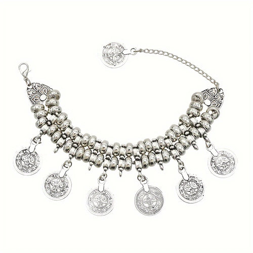 Vintage Silver Golden Coins Bracelet for Women Men Boho Hippie Beach