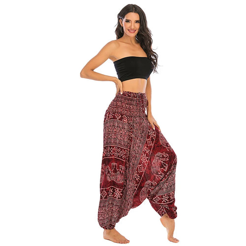 Bohemian Pants Women Pantalones Mujer Hippie High Waist Rayon Harem