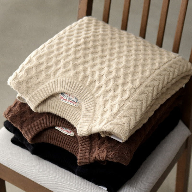 Winter Thickened Knitting Retro Lantern Sleeve Plus Size Loose Casual