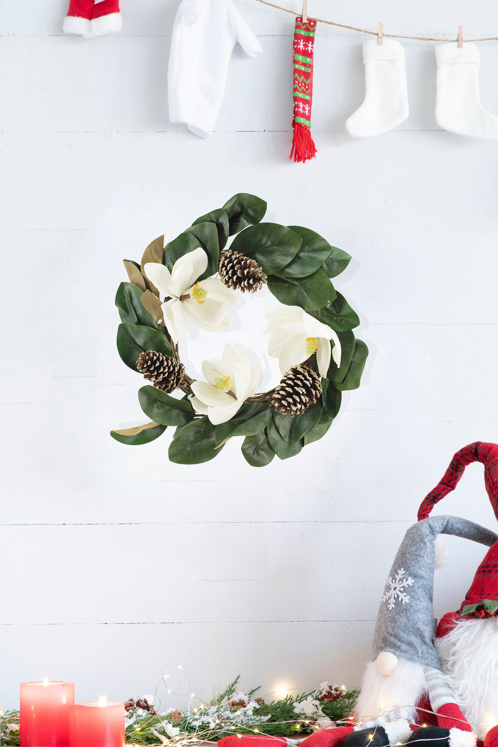 22' Creamy White Magnolia Wreath